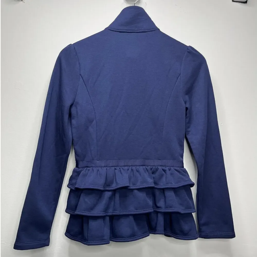 Lilly Pulitzer Navy Blue Azela Ruffle Fleece Jacket / Size-XSMALL